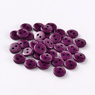 2-Hole Flat Round Resin Sewing Buttons for Costume Design, Purple, 23x2mm, Hole: 1mm(BUTT-E119-36L-07)