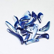 Dyed Natural Shell Nugget Stick Beads, Blue, 22~33x10~15mm, Hole: 1.5mm, about 300pcs/500g(BSHE-O007-78)