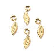 Ion Plating 304 Stainless Steel Pendants, Leaf, Golden, 15.5x4.5x1mm, Hole: 2.6mm(STAS-H165-13G)