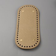 Oval PU Leather Knitting Crochet Bags Nail Bottom Shaper Pad, with Iron Nail, for Bag Bottom Accessories, Goldenrod, 22.3x10.2x0.9cm, Hole: 5mm(PURS-WH0001-62A)