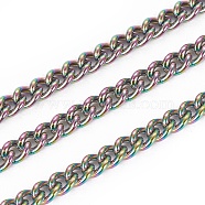 Ion Plating(IP) 304 Stainless Steel Curb Chains, with Spool, Soldered, Rainbow Color, 2.5x2x1.3mm, about 32.8 Feet(10m)/roll(CHS-I003-D01)