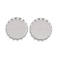 304 Stainless Steel Cabochon Settings, Lace Edge Bezel Cups, Flat Round, Stainless Steel Color, Tray:20mm, 21x3mm(STAS-P249-16C-P)