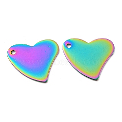 Ion Plating(IP) 304 Stainless Steel Stamping Blank Tag Pendants, Heart, Rainbow Color, 18x17x0.8mm, Hole: 1.5mm(STAS-D445-60M)
