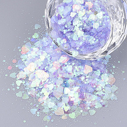 Ornament Accessories, PVC Plastic Paillette/Sequins Beads, No Hole/Undrilled Beads, Mixed Shapes, Lilac, 1~5x1~5x0.1mm(X-PVC-S035-013B)