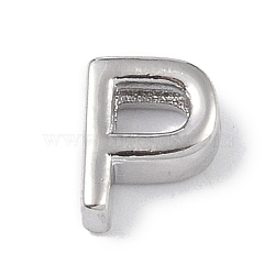 Brass Pendants, Letter Charms, Platinum, Letter P, 8x6.5x3mm, Hole: 1.5mm(KK-P266-05P-P)