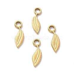 Ion Plating(IP) 304 Stainless Steel Pendants, Leaf, Golden, 15.5x4.5x1mm, Hole: 2.6mm(STAS-H165-13G)