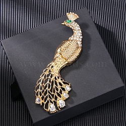 Peacock Alloy Crystal Rhinestone Brooches, Golden, Golden, 107x35mm(JEWB-M046-23G)