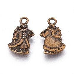Tibetan Style Alloy Pendant, Christmas Santa Claus, Cadmium Free & Nickel Free & Lead Free, Antique Bronze, 22x13x3mm, Hole: 2.5mm(X-TIBEP-GC157-AB-NR)