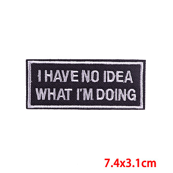 Computerized Embroidery Cloth Iron on/Sew on Patches, Word Pattern Costume Accessories, Rectangle Pattern, 74x31mm