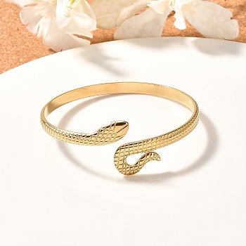 Ion Plating(IP) 304 Stainless Steel Snake Open Cuff Bangles, Jewelry for Women, Real 18K Gold Plated, Inner Diameter: 2 inch(5.1cm)