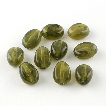 Oval Imitation Gemstone Acrylic Beads, Olive Drab, 18x13x9.5mm, Hole: 2mm, about 310pcs/500g