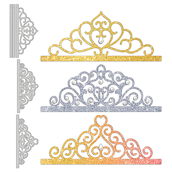 3Pcs 3 Styles Carbon Steel Cutting Dies Stencils, for DIY Scrapbooking, Photo Album, Decorative Embossing Paper Card, Stainless Steel Color, Crown Pattern, 5.7~7.6x14.2x0.08cm, 1pc/style