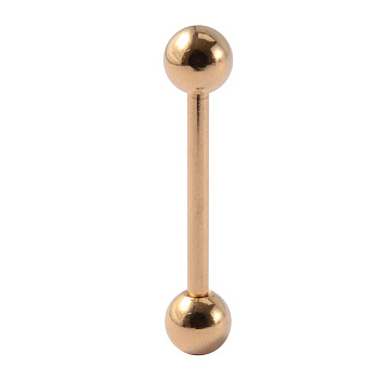 304 Stainless Steel Tongue Rings, Round, Gold, 16mm