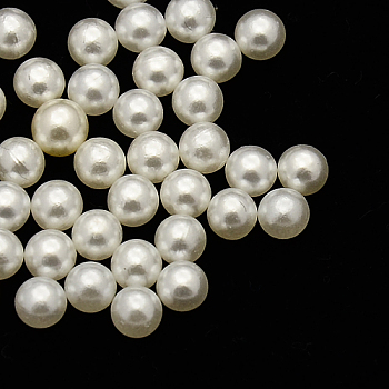 No Hole ABS Plastic Imitation Pearl Round Beads, White, 10mm, about 1000pcs/bag
