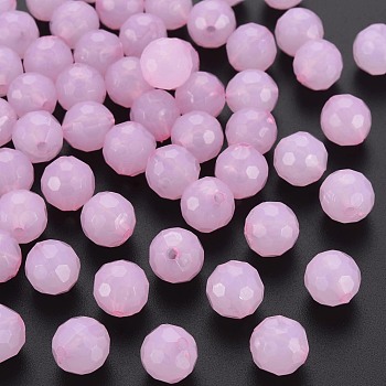 Imitation Jelly Acrylic Beads, Faceted, Round, Pearl Pink, 10x9.5mm, Hole: 1.8mm, about 890pcs/500g