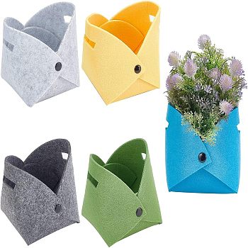 CHGCRAFT 5Pcs 5 Colors Foldable Felt Fleshy Flowerpot, for Plant Storage Box, Mixed Color, 311x225x3mm, 1pc/color