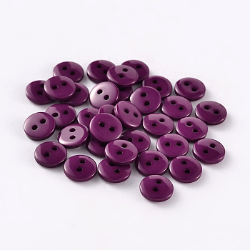 2-Hole Flat Round Resin Sewing Buttons for Costume Design, Purple, 23x2mm, Hole: 1mm
