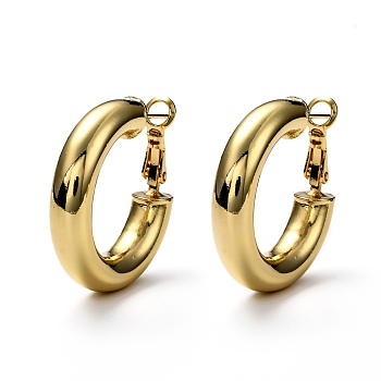 Brass Hoop Earrings, Ring, Real 18K Gold Plated, 29x6.5mm, Pin: 0.8mm