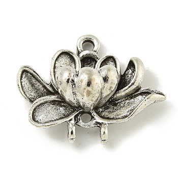 Tibetan Style Alloy Chandelier Component Links, Flower, Lead Free and Cadmium Free, Antique Silver, 19x25x8.5mm, Hole: 1.6 and 1.8mm, about 250pcs/1000g