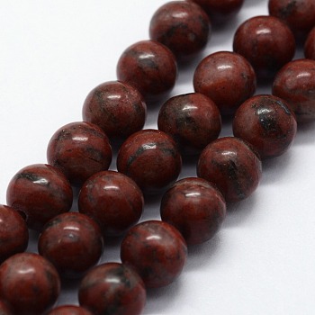Natural Sesame Jasper/Kiwi Jasper Beads Strands, Round, 8mm, Hole: 0.8mm, about 47pcs/strand,  14.96 inch(38cm)