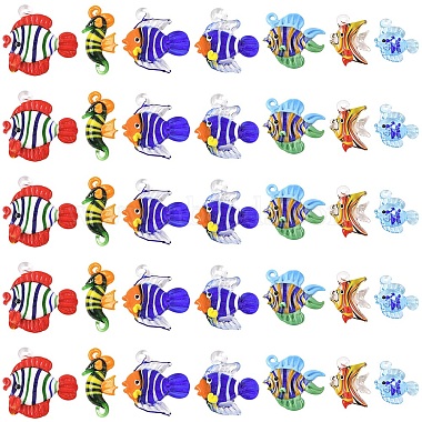 5Pcs Handmade Lampwork Pendants(LAMP-YW0001-68A)-2