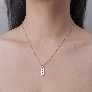 201 Stainless Steel Hollow Word Faith Pendant Necklace(NJEW-OY001-34)-2