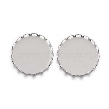 Stainless Steel Color Flat Round 304 Stainless Steel Cabochon Settings