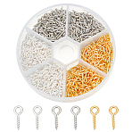 900Pcs 3 Colors Iron Screw Eye Pin Peg Bails, For Half Drilled Beads, Mixed Color, 10x4x1mm, Hole: 2mm, 300pcs/color(IFIN-ME0001-07)