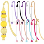 11Pcs 11 Colors Alloy Bookmarks, Beadable Bar Hook Bookmark, Mixed Color, 91mm, 1pc/color(AJEW-SZ0002-53)