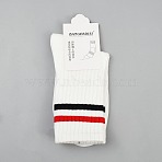 Cotton Stripe Socks for Sports Yoga, White, 260x150x3mm(AJEW-WH20086-001D)