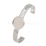 304 Stainless Steel Blank Cuff Bangle Bases with Flat Round Tray, Tarnish Free, Stainless Steel Color, Tray: 20mm, Inner Diameter: 2.54x2.01 inch(6.45x5.1cm)(SA-CBA82C8-04C-P)