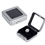 2Pcs 2 Styles Stainless Steel Loose Diamnond Gemstone Display Boxes, Glass Top Jewelry Display Cases with Sponge Inside, Square, Matte Stainless Steel Color, 4.4~5.9x4~5.5x1.6~1.65cm, 1pc/style(CON-GA0001-24MP)