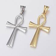 304 Stainless Steel Pendants, Ankh Cross, Mixed Color, 44.5x25x3mm, Hole: 10x4mm(STAS-H433-02)