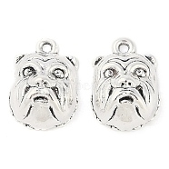 Tibetan Style Alloy Puppy Pendants, Bulldog, Cadmium Free & Lead Free, Antique Silver, 17.8x13.2x8mm, Hole: 1.5mm, about 277pcs/500g(TIBEP-Q043-262-RS)