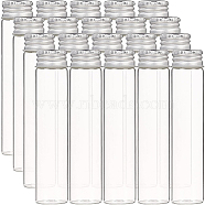 Glass Bottles, with Screw Aluminum Cap and Silicone Stopper, Empty Jar, Platinum, Clear, 10x2.2cm, Capacity: 25ml(0.84 fl. oz), 20pcs/box(AJEW-BC0001-20C)