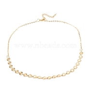 Vacuum Plating 304 Stainless Steel Flat Round Link Chain Necklaces, with Lobster Claw Clasps, Textured, Golden, 15.94 inch(40.5cm)(NJEW-M187-03G)