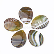 Natural Banded Agate Pendants, Dyed, Drop, 39~42x27~30x5~8mm, Hole: 1.5mm(G-S330-34B)