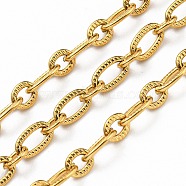 304 Stainless Steel Oval Link Chains, Soldered, with Spool, Real 18K Gold Plated, Big: 7x4x1mm, Small: 5x4x1mm, 10m/roll(CHS-C009-03G)