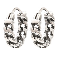 316 Surgical Stainless Steel Hoop Earrings, Antique Silver, 14x15.5x3.5mm(EJEW-D096-05B-AS)