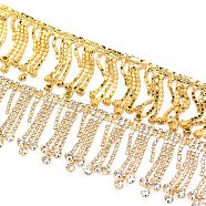 Glass Rhinestone Cup Chains, Tassel Chains, Wedding Dress Decorative Rhinestone Chains, Crystal, 40mm(FIND-WH0001-12)