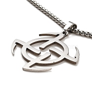 Non-Tarnish 201 Stainless Steel Pendant Necklaces, Sickle, 23.62 inch(60cm), Sickle: 38x35.5x1.5mm(NJEW-M212-01D-P)