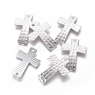 Alloy Links connectors, Cadmium Free & Nickel Free & Lead Free, Hammered Cross, Platinum, 38x27.5x3mm, Hole: 2mm(X-PALLOY-AD48697-N-FF)