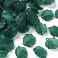 Transparent Frosted Acrylic Pendants, Petaline, Dark Green, 19.5x16.5x4mm, Hole: 1.5mm(MACR-S371-01A-735)