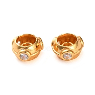 925 Sterling Silver Beadss, Cubic Zirconia Spacer Beads, Real 18K Gold Plated, 6x3.5mm, Hole: 1.2mm(STER-K176-22G)