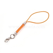 Mobile Phone Straps for Dangling Charms Pendants, DIY Cell Phone Braided Polyester Cord Loop, with Iron Lobster Clasp, Orange, 86x4.5mm(MOBA-WH0002-05)