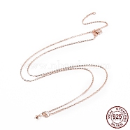 925 Sterling Silver Cable Chains Necklace Making, with Ice Pick Pinch Bails, Rose Gold, 17.72 inch(45cm)(STER-I021-06RG)