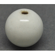 Handmade Fancy Antiqued Glazed Porcelain Beads, Round, White, 25mm, Hole: 4mm(PORC-R408-25mm-12)