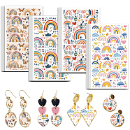 Ceramics Clay Water Transfer Paper, Underglaze Transfer Decals, for DIY Earrings Pendants Hair Clip, Rainbow, 12x7cm, 24pcs/set(DIY-WH0579-006)