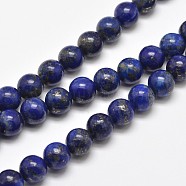 Natural Lapis Lazuli Round Bead Strands, 12mm, Hole: 1mm, about 32pcs/strand, 15.5 inch(G-E262-01-12mm)