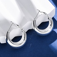 304 Stainless Steel Teardrop Hoop Earrings for Women, Silver, 29.5x14.5mm(EJEW-A125-30S)